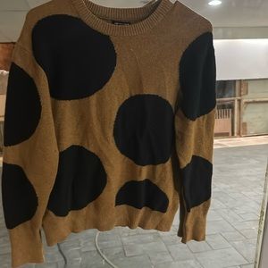 Cute tan shirt with black polka dots